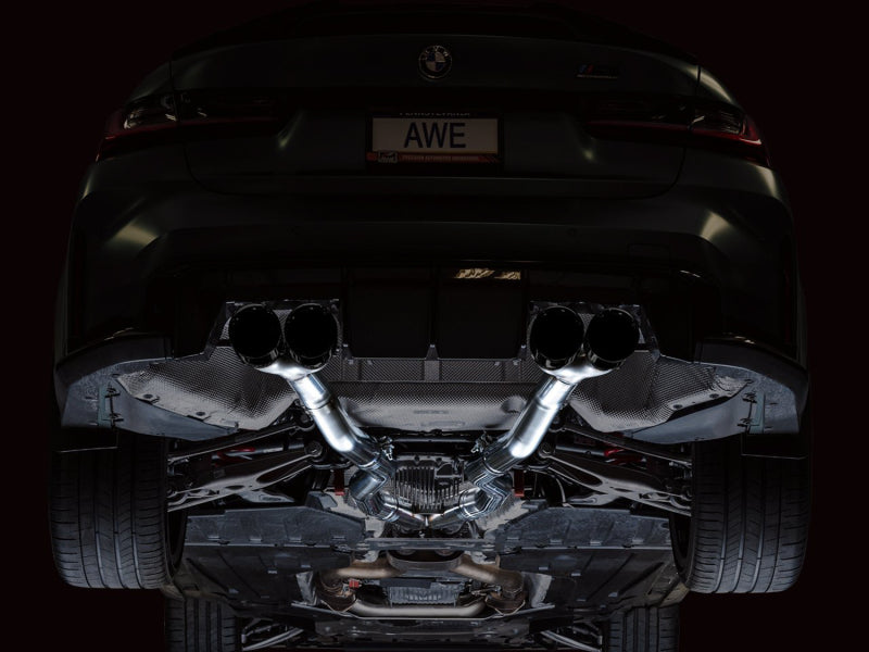 AWE Tuning Track Edition Cat-Back Exhaust for BMW G8X M3/M4 - Diamond Black Tips - 3020-42482