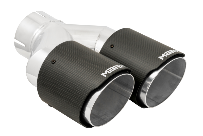 MBRP 3in ID / Dual 4in OD Out Staggered L 9.37in / R 9.87in Dual Wall Carbon Fiber Univ Exhaust Tip - T5183CF