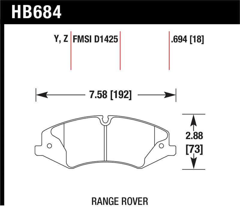 Hawk 10-13 Range Rover/Range Rover Sport Supercharged Performance Ceramic Street Front Brake Pads - HB684Z.694