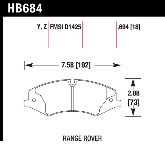Hawk 10-13 Range Rover/Range Rover Sport Supercharged Performance Ceramic Street Front Brake Pads - HB684Z.694
