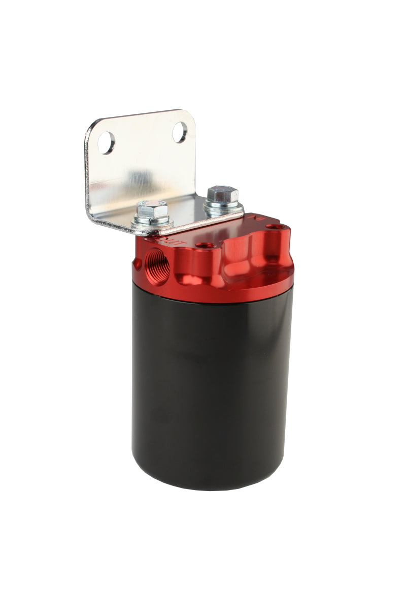 Aeromotive SS Series Billet Canister Style Fuel Filter Anodized Black/Red - 10 Micron Fabric Element - 12317