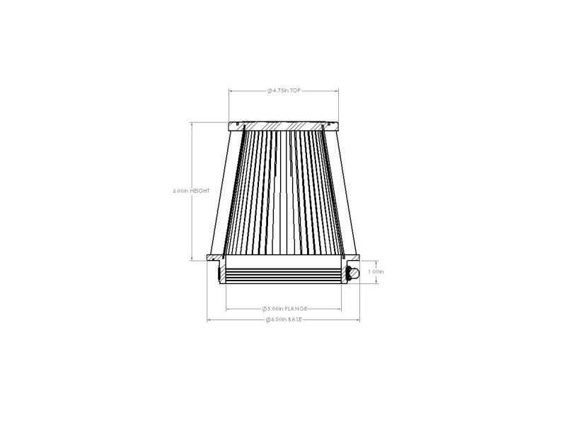 aFe POWER Universal Clamp-On Air Filter w/ D2 Dura-Dry Media - 5in F x 6.5in B x 4.75in T x 6in H - 21-50506V