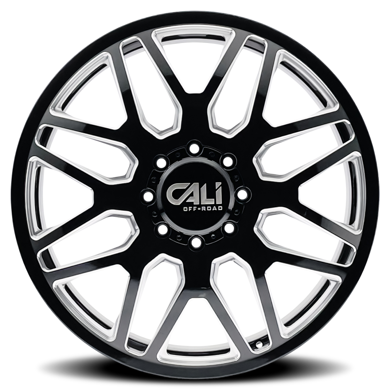 Cali Off-Road 9115D Invader Dually 22x8.25 / 8x165.1 BP / -232mm OS / 121.3mm Hub Gls Blk Mill Wheel - 9115D-22881BMR232