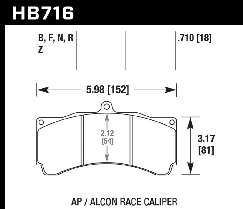Hawk AP Racing/Alcon Universal DTC-60 Race Brake Pads - HB716G.710