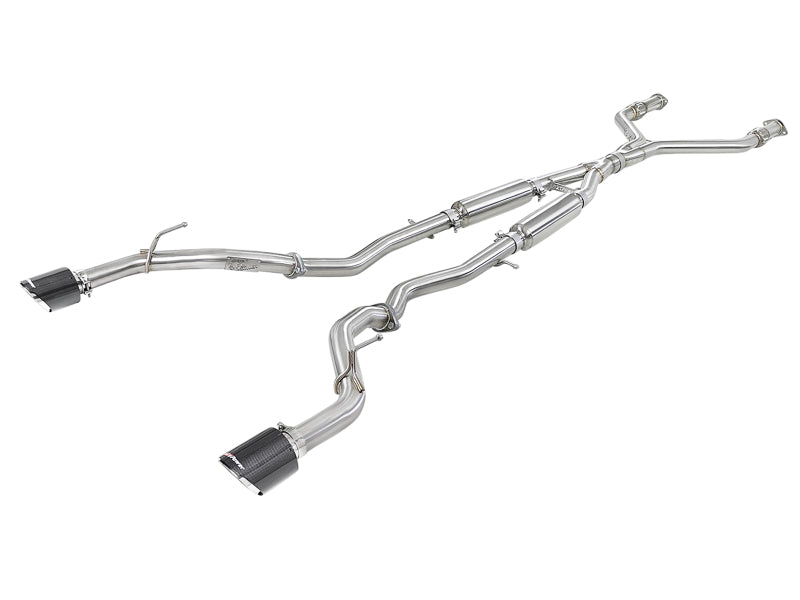 aFe POWER Takeda 2.5in 304 SS CB Exhaust w/ Carbon Fiber Tips 17-19 Infiniti Q60 V6-3.0L (tt) - 49-36134NM-C