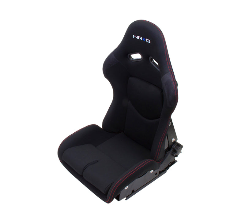 NRG FRP Bucket Seat - Reclinable (Black Cloth w/Red Stitching) - RSC-400BK