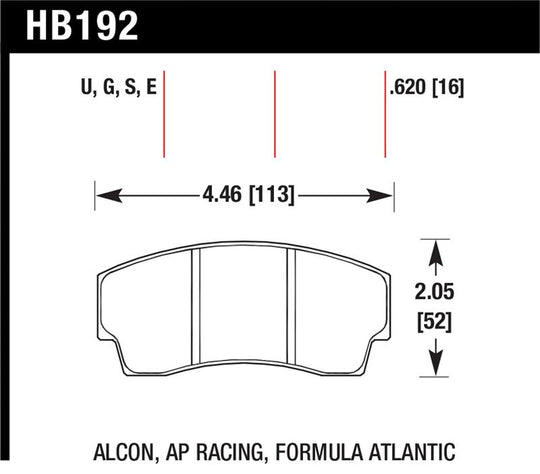 Hawk AP Racing CP4567 / CP5040-10/11/12/13S4 / CP5100 / CP5108 / CP6760 DTC-60 Race Brake Pads - HB192G.620