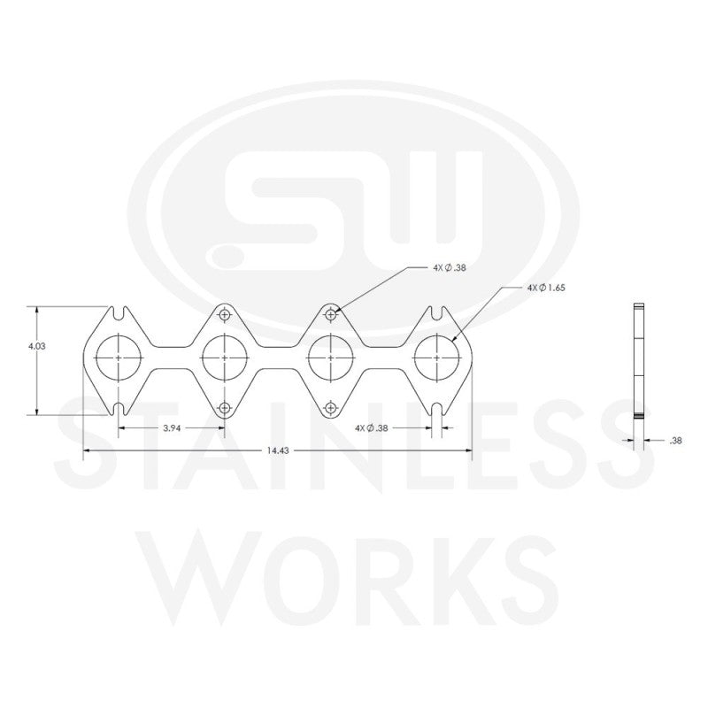 Stainless Works Small Block Ford 4.6L 3V Round Port Header 304SS Exhaust Flanges 1-5/8in Primaries - HF463V163