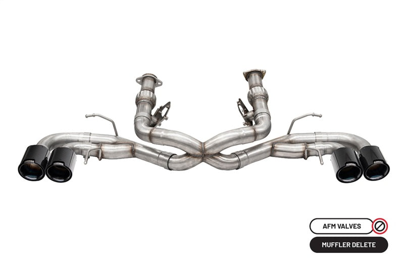 Corsa 2020-2025 Chevrolet Corvette C8 RWD 3in Track Cat-Back Delete Exhaust w/4.5in CF Black PVDTips - 21104CFBLK