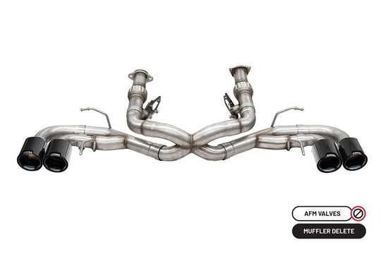 Corsa 2020-2025 Chevrolet Corvette C8 RWD 3in Track Cat-Back Delete Exhaust w/4.5in CF Black PVDTips - 21104CFBLK