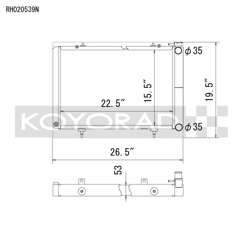 Koyo Nissan 240SX V8 Swap/KA24 Turbo Radiator - RH020539N