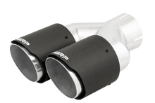 Load image into Gallery viewer, MBRP 3in ID / Dual 4in OD Out Staggered L 9.87in / R 9.37in Dual Wall Carbon Fiber Univ Exhaust Tip - T5182CF