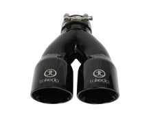 Load image into Gallery viewer, aFe Takeda 2.5in 304 Stainless Steel Clamp-on Exhaust Tip 2.5in Inlet 3in Dual Outlet - Black - 49T25364-B10