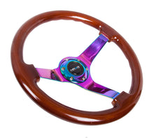 Load image into Gallery viewer, NRG Reinforced Steering Wheel (350mm / 3in. Deep) Classic Dark Wood w/4mm Neochrome Solid 3-Spoke - RST-036BR-MC