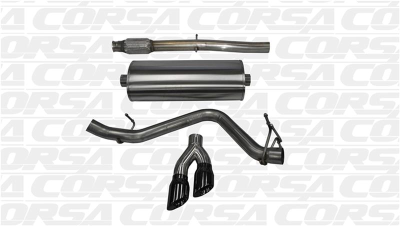 Corsa 14-19 GMC Sierra/Chevy Silv 1500 Crew Cab/Short Bed 5.3L V8 Black Sport Single Side CB Exhaust - 14873BLK