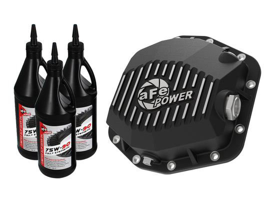 aFe 18-24 Jeep Wrangler JL Dana M220 Pro Series Front Diff Cover w/ Oil - Black - 46-71001B