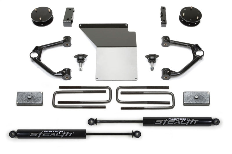 Fabtech 14-18 GM K1500 w/OE Alum. UCA 4in Budget UCA System w/Rear Stealth Shocks - FTS21190