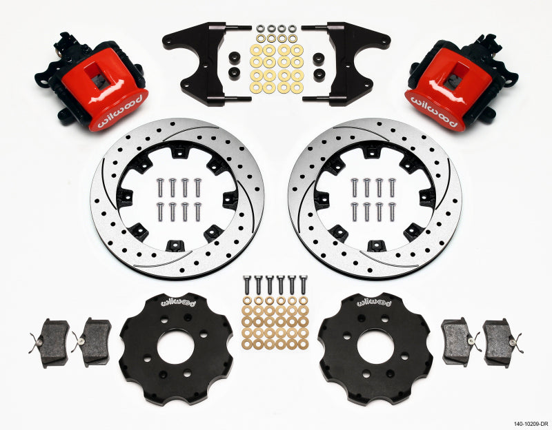 Wilwood Combination Parking Brake Rear Kit 12.19in Drilled Red Civic / Integra Drum 2.46 Hub Offset - 140-10209-DR