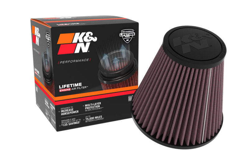 K&N Universal Clamp-On Air Filter 6in Base x 3.5in Top x 6.3125in H - RU-5296