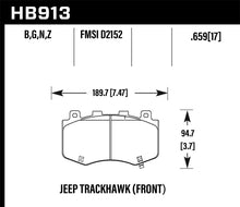 Load image into Gallery viewer, Hawk 18-19 Jeep Grand Cherokee Performance Ceramic Street Front Brake Pads - HB913Z.659