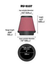 Load image into Gallery viewer, K&amp;N Universal Air Filter 6in Flange / 7-1/2in Base / 4-1/2in Top / 6-1/2in Height - RU-5107