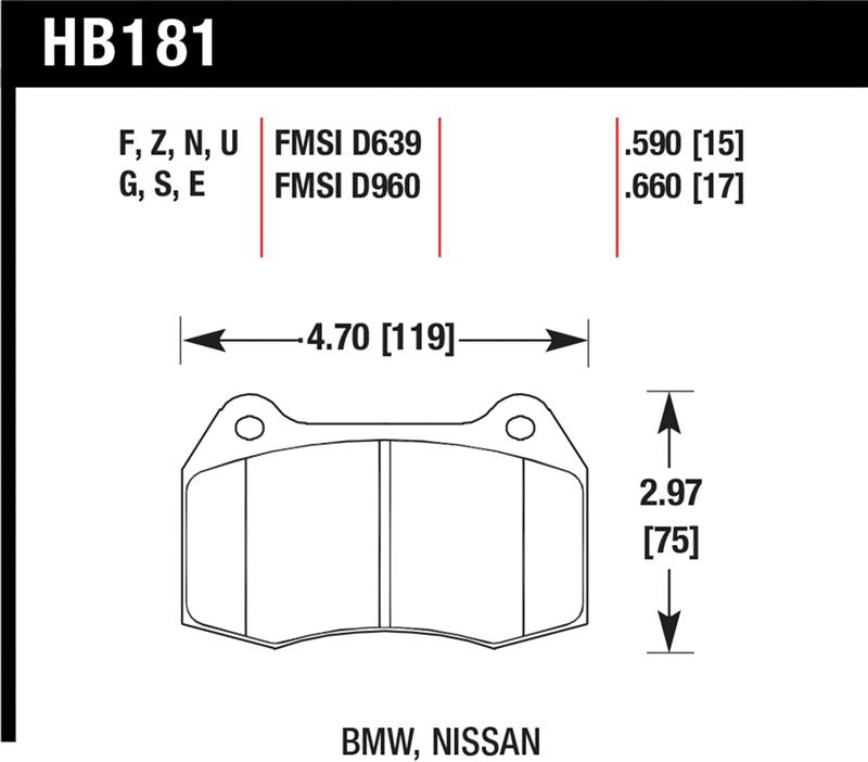 Hawk 94-97 BMW 840CI/850CI HPS Front Street Brake Pads - HB181F.660