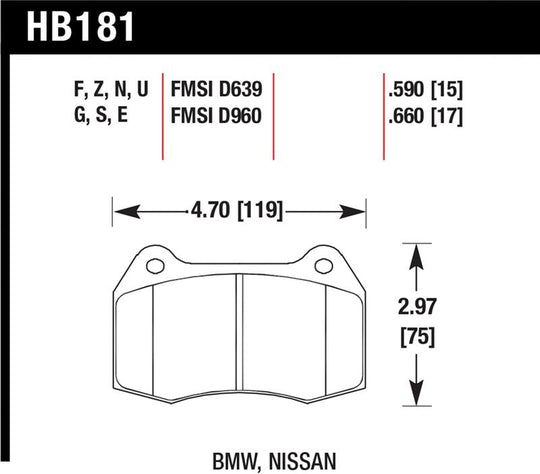 Hawk 94-97 BMW 840CI/850CI HPS Front Street Brake Pads - HB181F.660