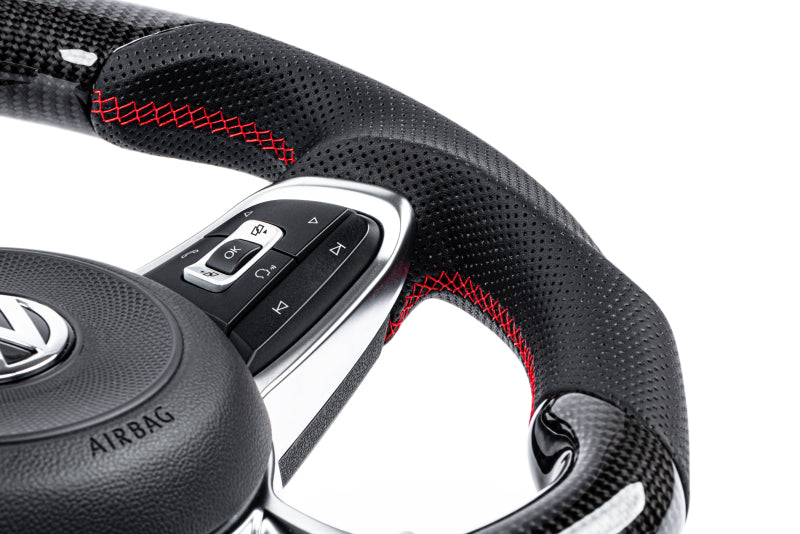 APR 15-26 Volkswagen Golf R/GTI/Jetta (MK7) Carbon Fiber/Red Stitch Steering Wheel (For Paddles) - MS100201