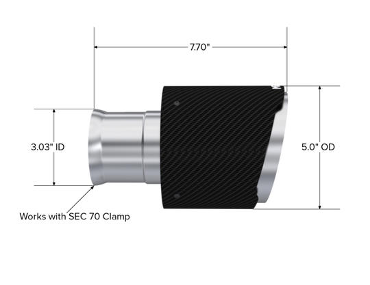 MBRP 15-23 Dodge Charger 5.7L/6.2L/6.4L T304 3in ID / 5in OD Out / 8in Length Angle Cut Carbon Tip - T5197CF