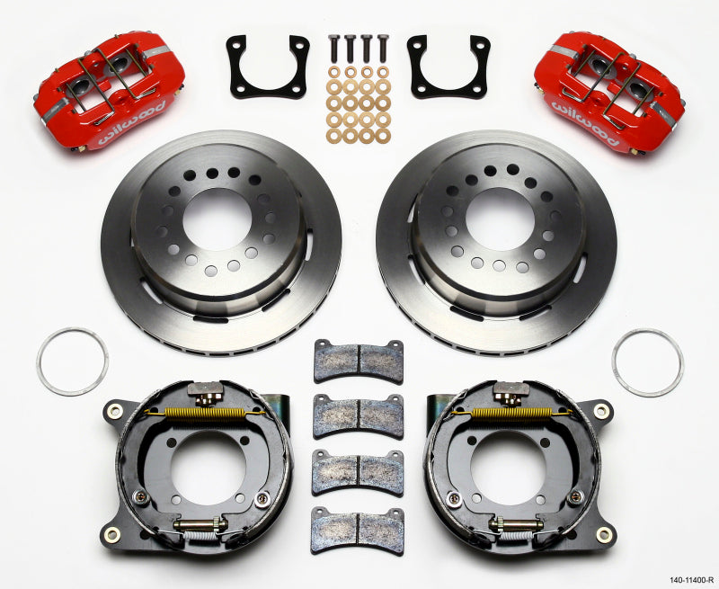Wilwood Dynapro Low-Profile 11.00in P-Brake Kit - Red Chevy 12 Bolt Spcl 2.81in Off Stag Mount - 140-11400-R