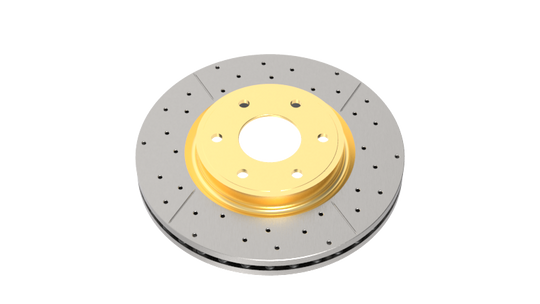 DBA 94-01 Nissan Silvia S14/S15 Front Drilled & Slotted Street Series Rotor w/Gold Hat - DBA909X