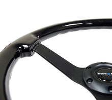 Load image into Gallery viewer, NRG Reinforced Steering Wheel (350mm / 3in. Deep) Black w/Black Chrome Solid 3-Spoke Center - RST-036BK-BK