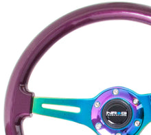 Load image into Gallery viewer, NRG Classic Wood Grain Steering Wheel (350mm) Purple Pearl Paint w/Neochrome 3-Spoke Center - ST-015MC-PP