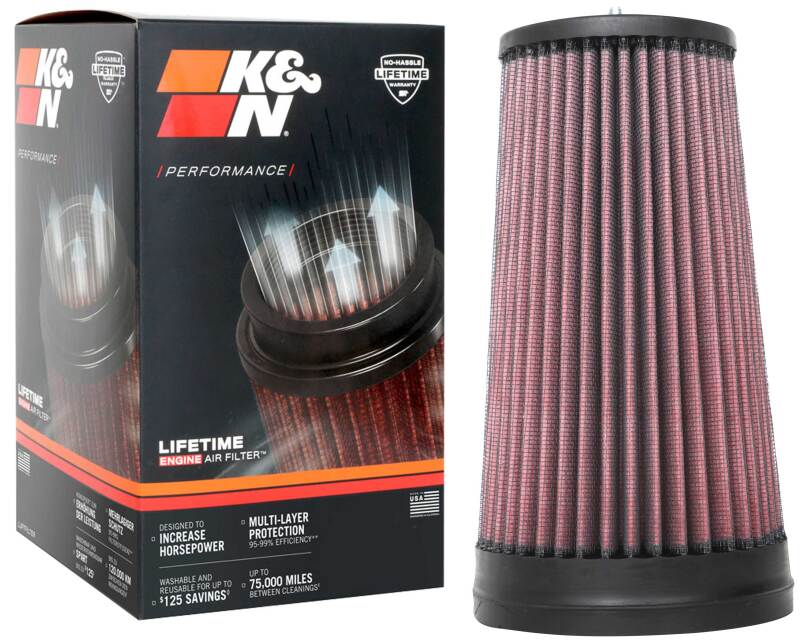 K&N Universal Unique Air Filter 2-3/4in FLG x 4-21/32in Base x 3-1/2in Top x 8-1/4in Height - RU-5291