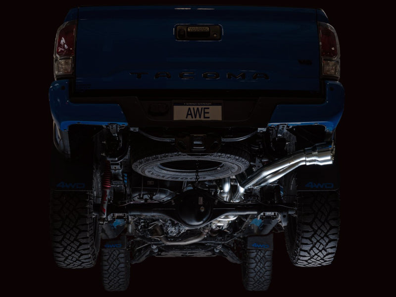 AWE Tuning 16-22 Toyota Tacoma 0FG Cat-Back Exhaust w/ BashGuard - Dual Chrome Silver Tips - 3015-32826
