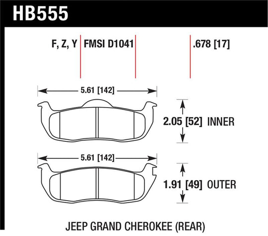 Hawk 06-10 Jeep Commander / 05-10 Grand Cherokee / 05-10 Armada / 04 Pathfinder / 04-10 Tital 5.6L / - HB555Y.678