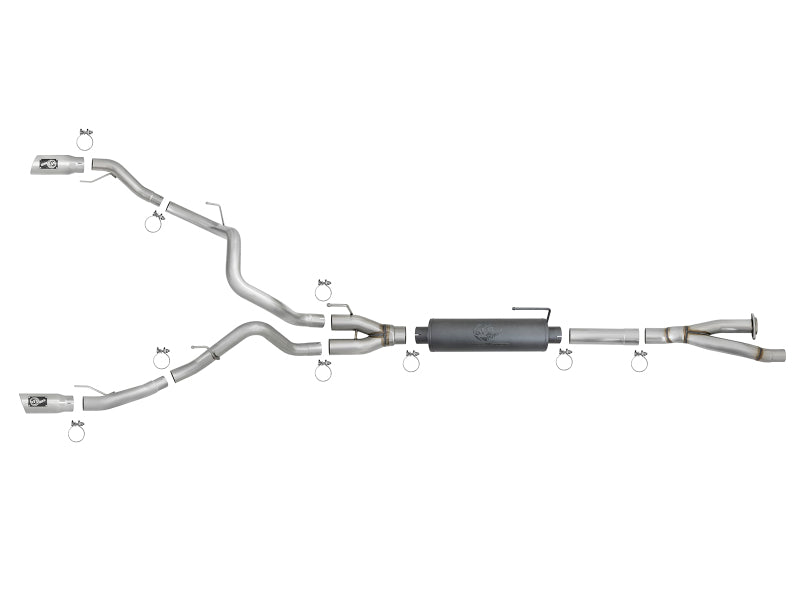 aFe MACHForce-XP 3in to 3-1/2in 304 SS Cat-Back Exhaust w/Polished Tips 17-18 Ford F-150 Raptor 3.5L - 49-33094-P