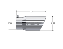 Load image into Gallery viewer, MBRP Universal Tip 6 O.D. Angled Rolled End 5 inlet 12 length - T5075