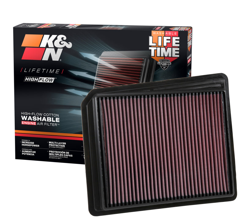 K&N 2017 Nissan Titan V8-5.6L F/I Drop In Replacement Air Filter - 33-5062