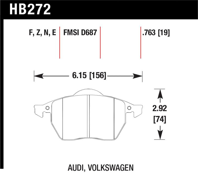 Hawk HP+ Street Brake Pads - HB272N.763