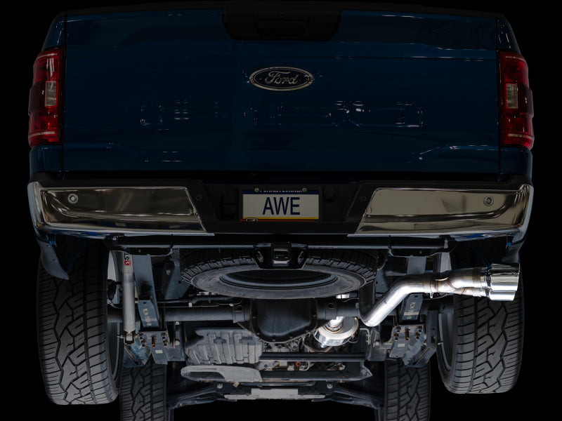 AWE Tuning 21-25 Ford F150 (14th Gen Reg Cab) Cat-Back Exhaust - 4.5in Dual Side Exit Chrome Tips - 3015-32145