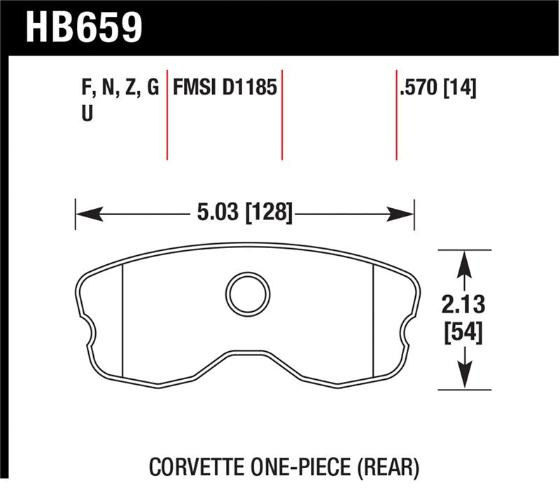 Hawk 10-12 Chevy Corvette Grand Sport / 06-12 Corvette Z06 Rear Race DTC-70 Brake Pads - HB659U.570