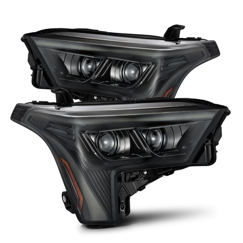 AlphaRex 22-23 Toyota Tundra LUXX-Series Headlights Alpha-Black w/Amber DRL - Req 810029 OR 810030 - 880873