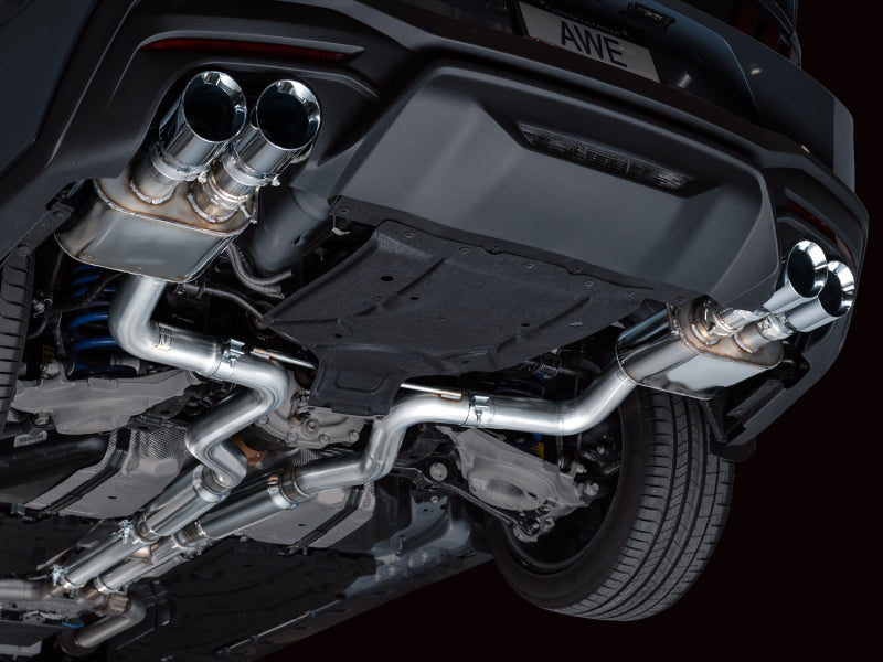 AWE 2024 Ford Mustang GT Fastback S650 RWD SwitchPath Cat-Back Exhaust w/ Quad Chrome Silver Tips - 3025-42650