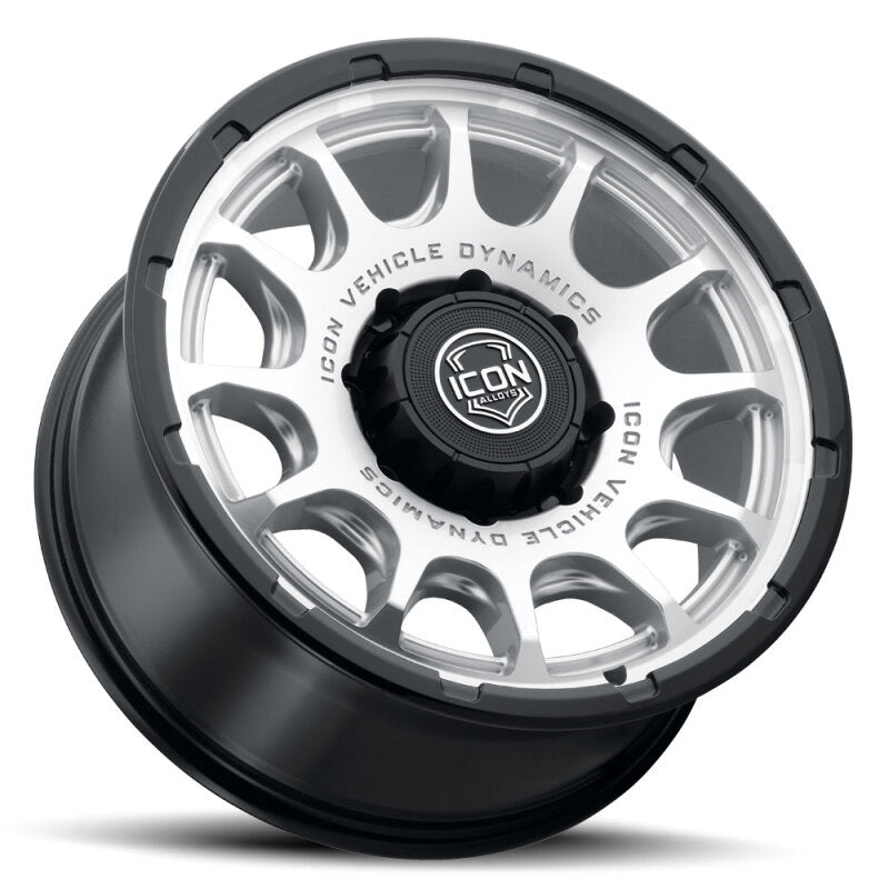 ICON Alloys Rancho 20x9 / 8x170 / 6mm / 5.25in BS Silver MACH w/ Gloss Black Lip Wheel - 8420908152SMGB