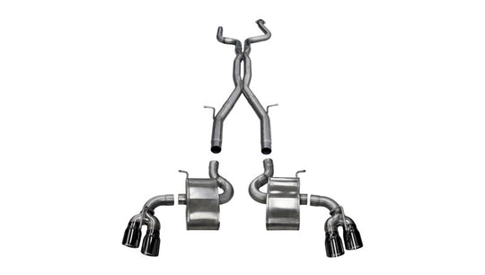 Corsa 2016-24 Chevy Camaro SS 6.2L Xtreme+ 2.75in Cat-Back Dual Rear Exit w/ Twin 4in Black PVD Tips - 14770BLK