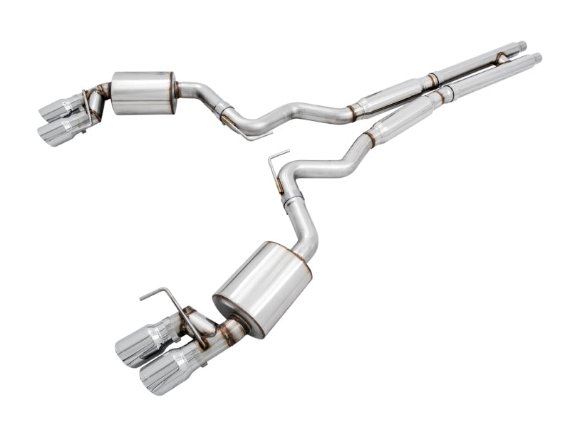 AWE Tuning 2018+ Ford Mustang GT (S550) Cat-Back Exhaust - Touring Edition (Quad Chrome Silver Tips) - 3015-42102