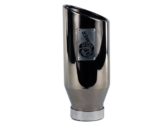 aFe MACHForce XP Exhausts Tips SS-304 EXH Tip 4In x 6Out x 15L Bolt-On (blk chrome) - 49-92018-BC