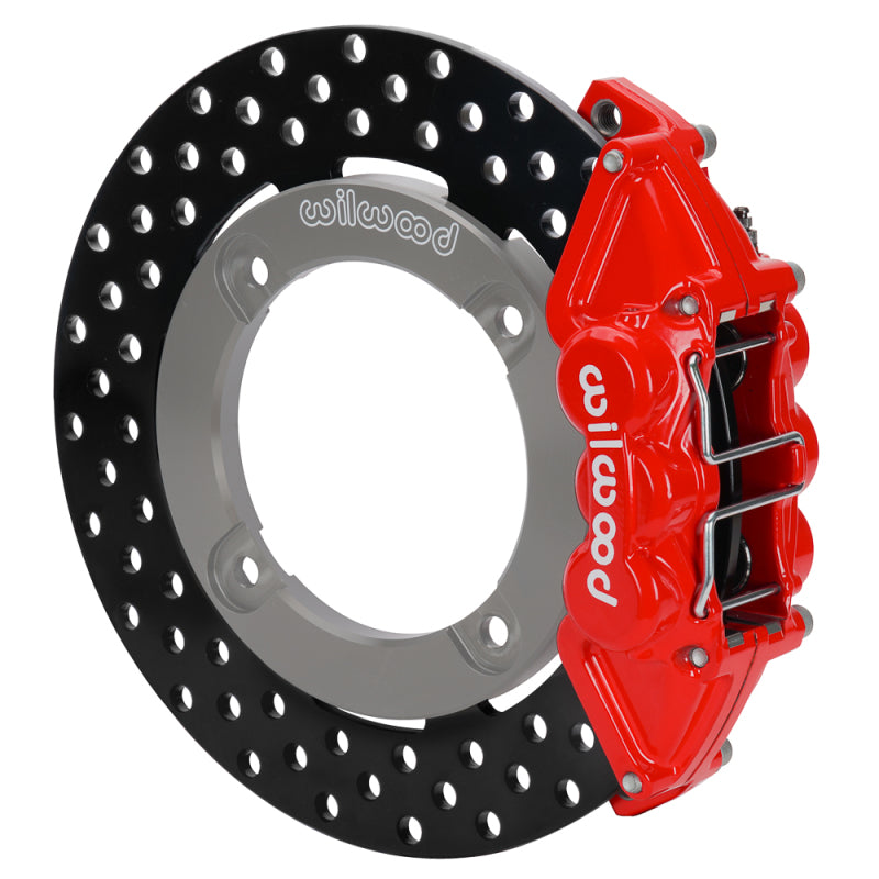 Wilwood 19-22 Honda Talon 1000 Red 4-Piston Rear Kit 11.25in - Drilled Rotors - 140-16627-DR