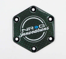 Load image into Gallery viewer, NRG Carbon Fiber w/ Green Texalium Fabrics Horn Delete Button Circular Logo Front/ Back - STR-640CF/GN